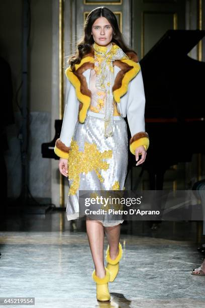 Bianca Balti walks the runway at the Blumarine show during Milan Fashion Week Fall/Winter 2017/18 on February 25, 2017 in Milan, Italy.