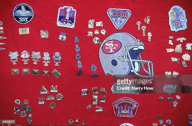 General view of San Francisco 49ers memorbilia during the game between the San Francisco 49ers and the St. Louis Rams at 3 COM park in San Francisco,...