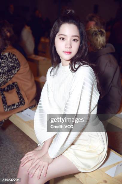 Cellist Nana Ou-yang attends the Sportmax show during Milan Fashion Week Fall/Winter 2017/18 on February 25, 2017 in Milan, Italy.