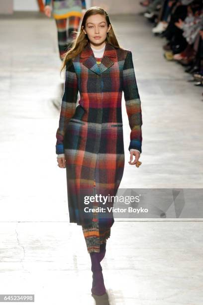 Gigi Hadid walks the runway at the Missoni show during Milan Fashion Week Fall/Winter 2017/18 on February 25, 2017 in Milan, Italy.