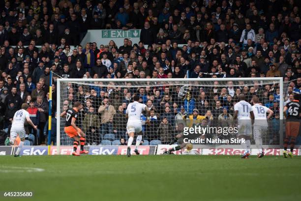Robert Green of Leeds United saves Jordan Rhodes of Sheffield Wednesday penalty during the Sky Bet Championship match between Leeds United and...