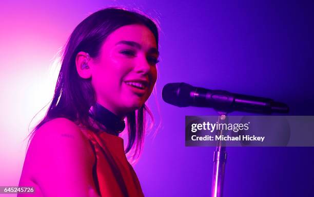 Dua Lipa performs in concert at Lincoln Hall on February 24, 2017 in Chicago, Illinois.