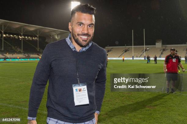 Digby Ioane of the Crusaders looks on following the round one Super Rugby match between the Crusaders and the Brumbies at AMI Stadium on February 25,...