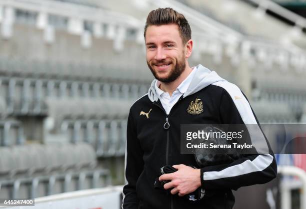 Paul Dummett of Newcastle arrives for the Sky Bet Championship Match between Newcastle United and Bristol City at St.James' Park on February 25, 2017...