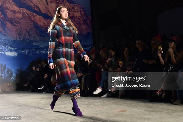 Gigi Hadid walks the runway at the Missoni show during Milan Fashion Week Fall/Winter 2017/18 on February 25, 2017 in Milan, Italy.