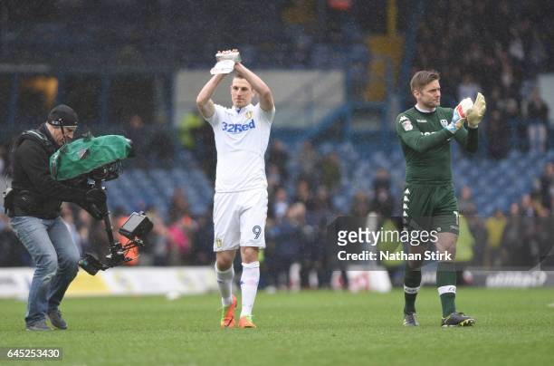 Chris Wood and Robert Green of Leeds United claps the fans after the Sky Bet Championship match between Leeds United and Sheffield Wednesday at...
