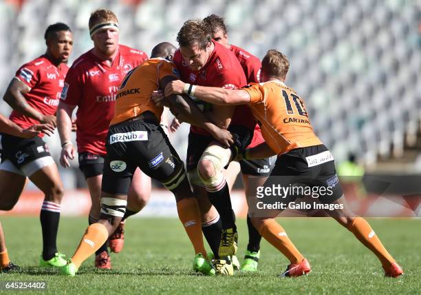 Andries Ferreira of the Lions during the Super Rugby match between Toyota Cheetahs and Emirates Lions at Toyota Stadium on February 25, 2017 in...