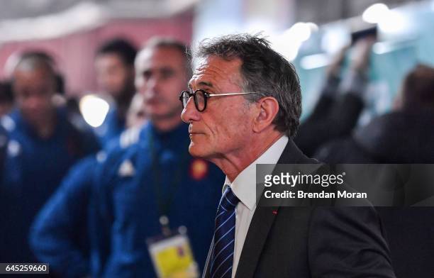 Dublin , Ireland - 25 February 2017; France head coach Guy Noves arrives at the stadium prior to the RBS Six Nations Rugby Championship game between...