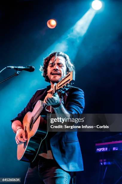 English singer-songrwriter Jack Savoretti performs on stage on February 24, 2017 in Milan, Italy.