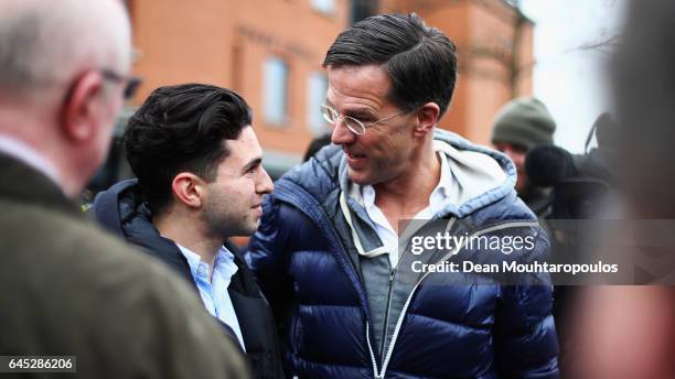 Dutch Prime Minister, Mark Rutte speaks to the media, supporters and the public near Marktplein on February 25, 2017 in Wormerveer, Netherlands. Mark...