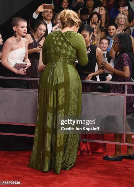 Singer Adele arrives at the 59th GRAMMY Awards at the Staples Center on February 12, 2017 in Los Angeles, California.