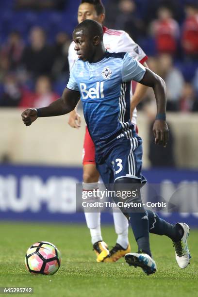 Kekuta Manneh of Vancouver Whitecaps during the New York Red Bulls Vs Vancouver Whitecaps FC CONCACAF Champions League match at Red Bull Arena on...