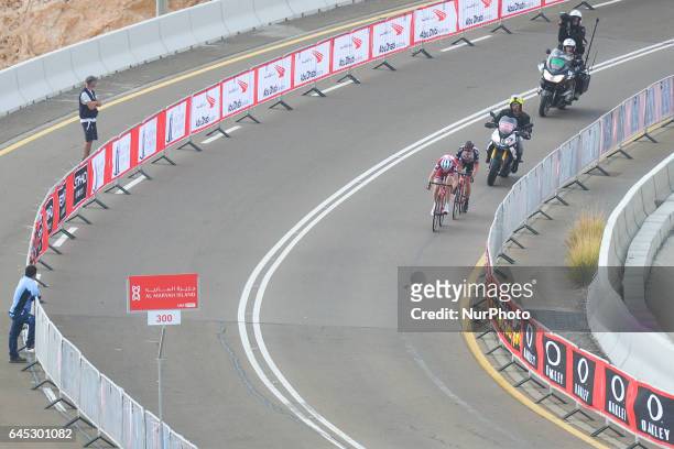 Russia's Ilnur Zakarin from Team Katusha-Alpecin leads Portugal's Rui Costa from UAE Abu Dhabi Team just 300m ahead of the finish line of the third...