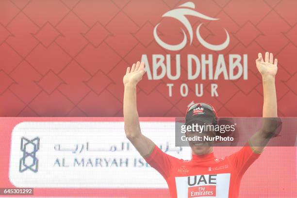 Portugal's Rui Costa from UAE Abu Dhabi Team wins the third stage, a 186km Al Maryah Island Stage from Al Ain to Jebel Hafeet, and takes the Leader...