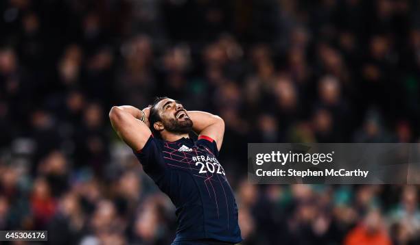 Dublin , Ireland - 25 February 2017; Yoann Huget of France reacts at the final whistle of the RBS Six Nations Rugby Championship game between Ireland...