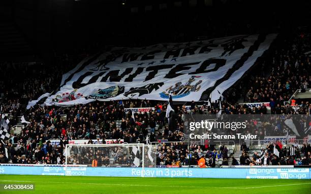 Flag is raised in the crowd during the Sky Bet Championship Match between Newcastle United and Bristol City at St.James' Park on February 25, 2017 in...