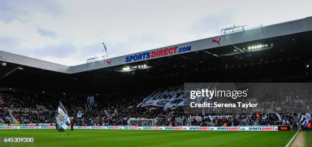 Flag is raised in the crowd during the Sky Bet Championship Match between Newcastle United and Bristol City at St.James' Park on February 25, 2017 in...