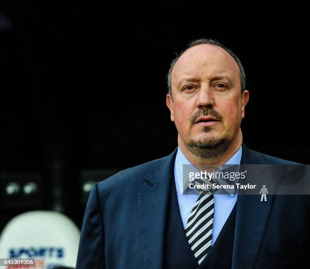 Newcastle United's Manager Rafael Benitez stands in the dugouts during the Sky Bet Championship Match between Newcastle United and Bristol City at...