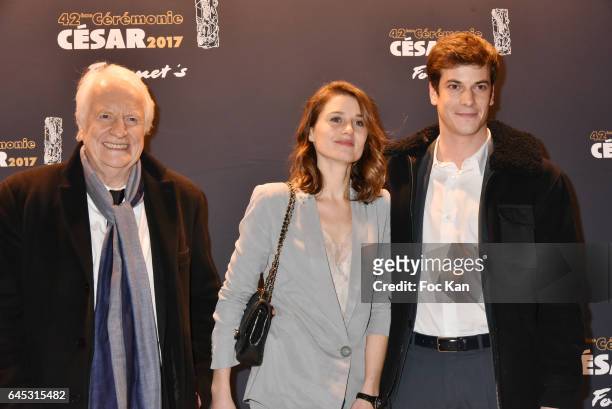 Andre Dussolier, his dughter Julia Dussolier and his son Leo Dussolier attend the Cesar's Dinner at Le Fouquet's on February 24, 2017 in Paris,...