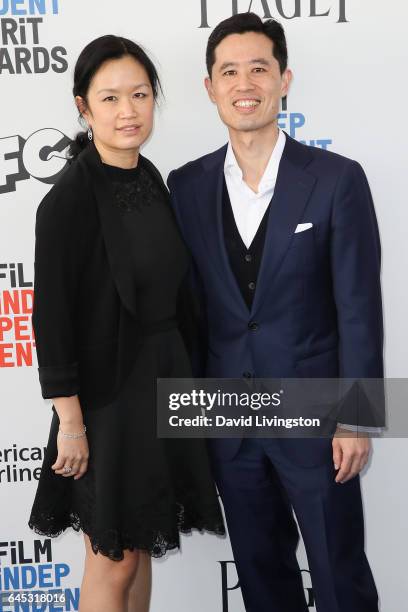 Louise Chen and Colin Chen of Piaget attend the 2017 Film Independent Spirit Awards on February 25, 2017 in Santa Monica, California.