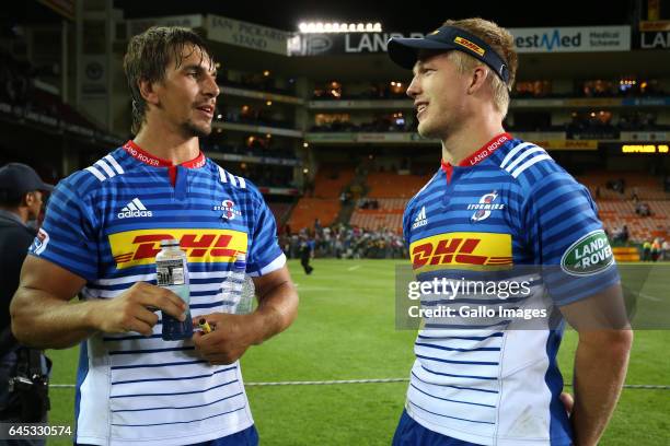 Eben Etzebeth of the Stormers and Pieter-Steph du Toit of the Stormers during the Super Rugby match between DHL Stormers and Vodacom Bulls at DHL...