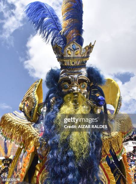 Morenada dancer participates in the inaugural parade of the Carnival of Oruro, one of UNESCO's Masterpieces of the Oral and Intangible Heritage of...