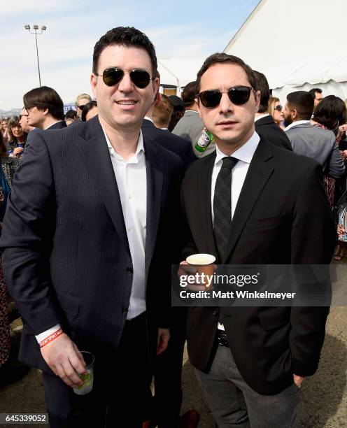 Executive VP Film and TV at The Orchard Paul Davidson and producer Juan de Dios Larrain attend the 2017 Film Independent Spirit Awards at the Santa...