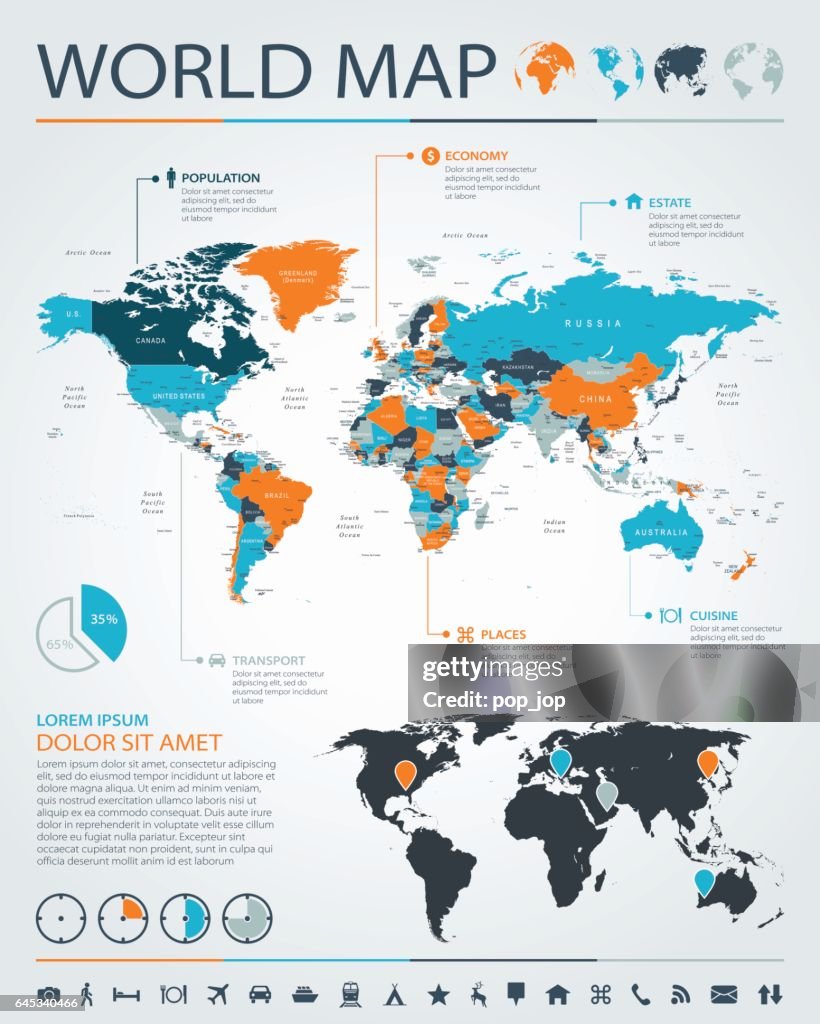 World Map Business Chart Infographic Illustration High-Res Vector ...