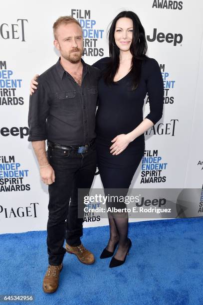 Actors Ben Foster and Laura Prepon attend the 2017 Film Independent Spirit Awards at the Santa Monica Pier on February 25, 2017 in Santa Monica,...