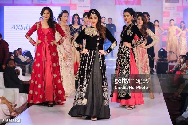 Bollywood actress Sonal Chauhan walk the ramp showcasing the designer collection during the Jaipur Couture Fashion Show in Jaipur,Rajasthan , India...