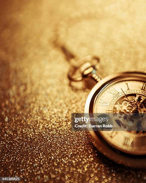 gold pocket watch and chain - pocket watch stock pictures, royalty-free photos & images