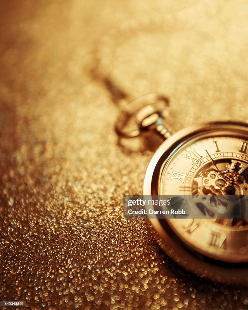 Gold pocket watch and chain