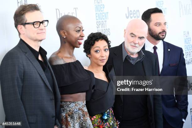 Actor/producer Colin Firth, producer Oge Egbuonu, actor Ruth Negga, producer Ged Doherty and actor Nick Kroll attend the 2017 Film Independent Spirit...