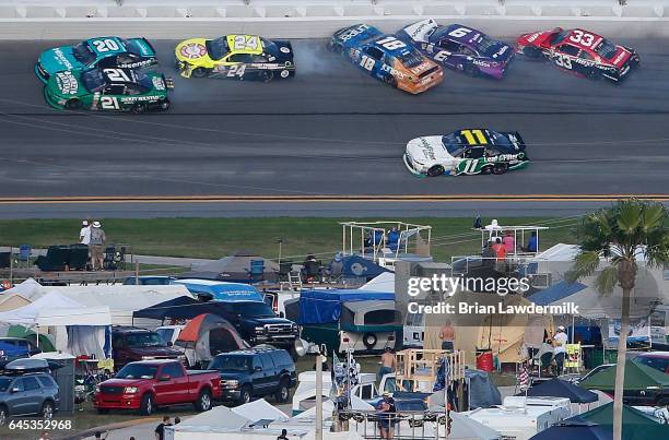 Drivers including Erik Jones, driver of the Hisense Toyota, Daniel Hemric, driver of the Smokey Mountain Herbal Snuff Chevrolet, Scott Lagasse Jr,...