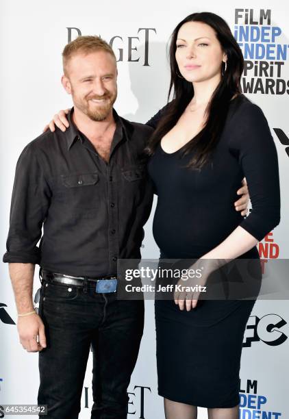 Actors Ben Foster and Laura Prepon attend the 2017 Film Independent Spirit Awards at the Santa Monica Pier on February 25, 2017 in Santa Monica,...