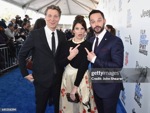 Director Jeff Nichols, Missy Nichols and host Nick Kroll attend the 2017 Film Independent Spirit Awards at Santa Monica Pier on February 25, 2017 in...