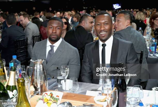 Actors Trevante Rhodes and Mahershala Ali at the 32nd Annual Film Independent Spirit Awards sponsored by FIJI Water at Santa Monica Pier on February...