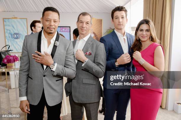 Actor Terrence Howard, CEO of Piaget Philippe Leopold-Metzger, actor Miles Teller and Global Brand Equity, Marketing Jewellery and Communication...