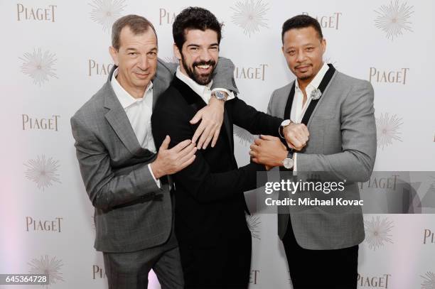 Of Piaget Philippe Leopold-Metzger and actors Miguel Angel Munoz and Terrence Howard with Piaget at the 2017 Film Independent Spirit Awards at Santa...