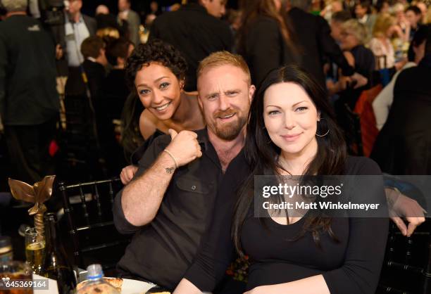 Actors Ruth Negga, Ben Foster, and Laura Prepon attend the 2017 Film Independent Spirit Awards at the Santa Monica Pier on February 25, 2017 in Santa...