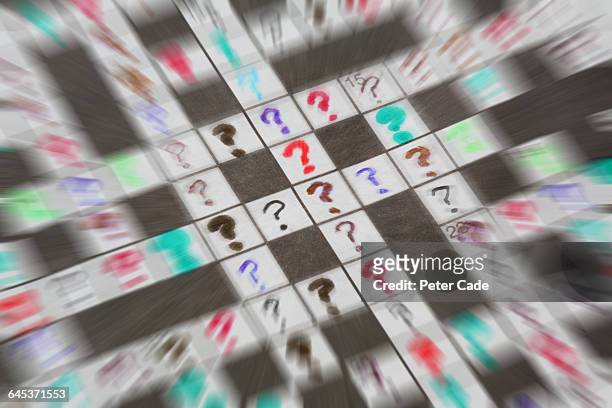 crossword of question marks - crosswords stock pictures, royalty-free photos & images