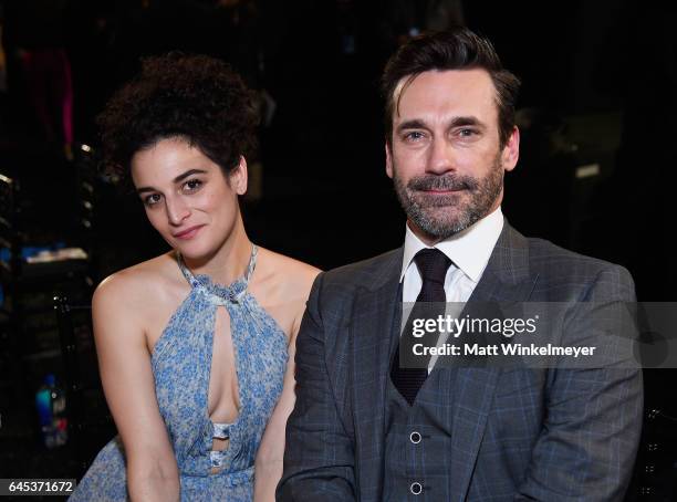 Actors Jenny Slate and Jon Hamm attends the 2017 Film Independent Spirit Awards at the Santa Monica Pier on February 25, 2017 in Santa Monica,...