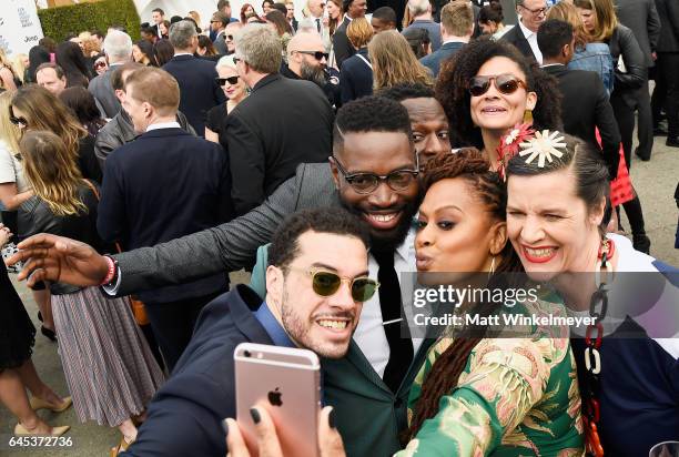 Ezra Edelman, Tarell Alvin McCraney, Ava DuVernay and Kirsten Johnson attend the 2017 Film Independent Spirit Awards at the Santa Monica Pier on...