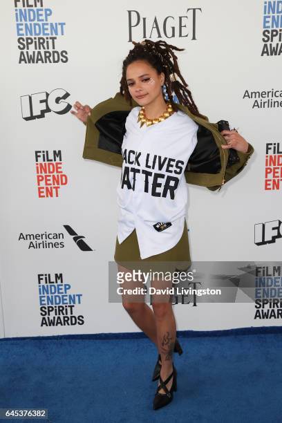 Actress Sasha Lane attends the 2017 Film Independent Spirit Awards on February 25, 2017 in Santa Monica, California.