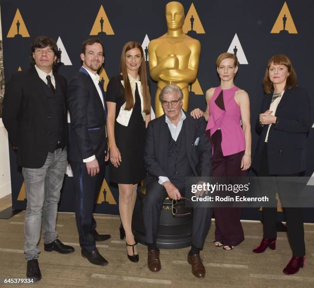 Toni Erdmann" producers Jonas Dornbach, Janine Jackowski, actors Peter Simonischek, Sandra Huller and Director Maren Ade attend 89th Annual Academy...