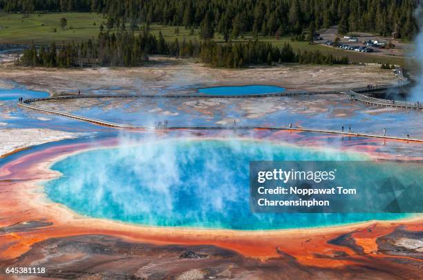 yellowstone national park usa - grand prismatic spring stock pictures, royalty-free photos & images