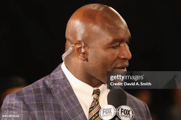 Evander Holyfield participates in the PBC on FOX broadcast of the Deontay Wilder vs. Gerald Washington World Heavyweight Title fight at Legacy Arena...