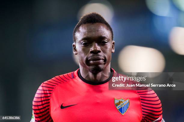 Carlos Kameni of Malaga CF reacts during the La Liga match between SD Eibar and Malaga CF at Ipurua Municipal Stadium on February 25, 2017 in Eibar,...