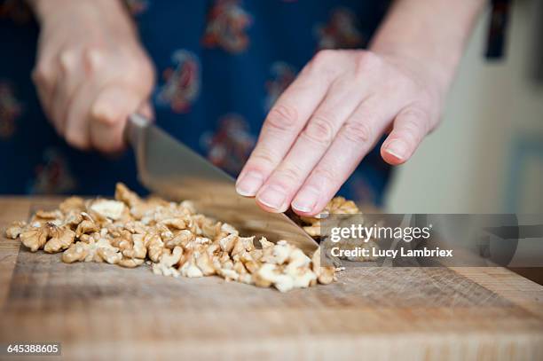 chopping walnuts - walnut fotografías e imágenes de stock