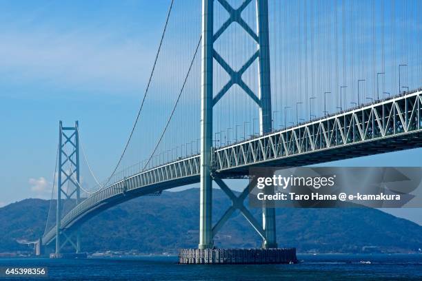 akashi strait bridge overview - awaji island stock pictures, royalty-free photos & images